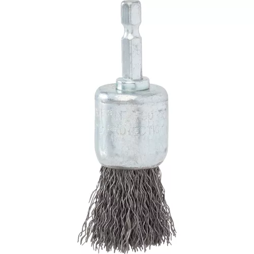 1″ Crimped End Brush on 1/4″ Hex Shaft ‚Äì .012 Coarse Wire