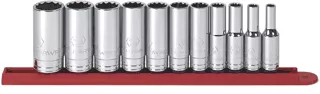 11 Pc. 3/8 Dr. 12 Pt. Deep SAE Socket Set
