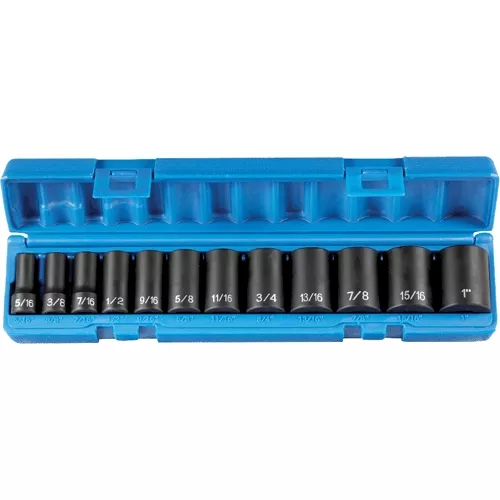 12 Pc. 3/8 Dr. Semi-Deep Impact Socket Set, 12 Pt.