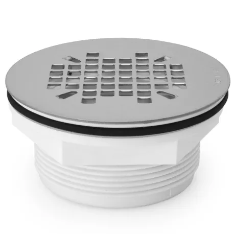 2″ Hub PVC, Shower Module Drain (Slip-Fit/No-Caulk) w/ Snap-in Strainer