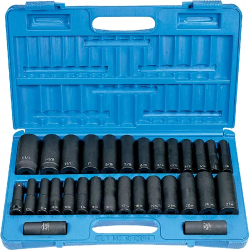 30 Pc. 1/2 Drive Deep Fractional & Metric Set