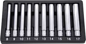 AO4110 10 Piece 3/8" Drive Metric Extra Deep Socket Set
