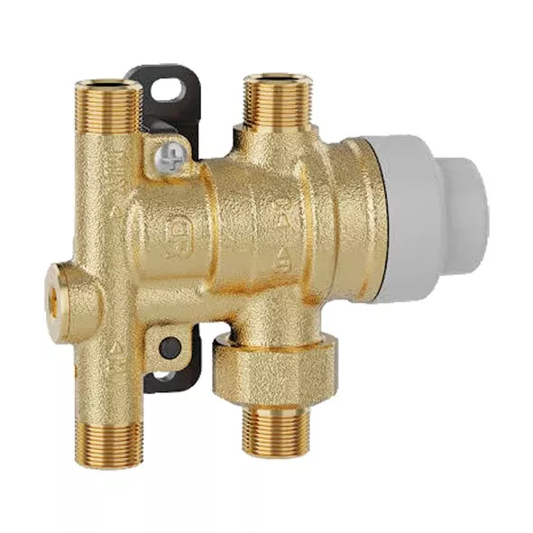 Caleffi 521201A SinkMixer™ 4-Way Anti-Scald Point-of-Use Thermostatic Mixing Valve, 3/8″ Compression Union