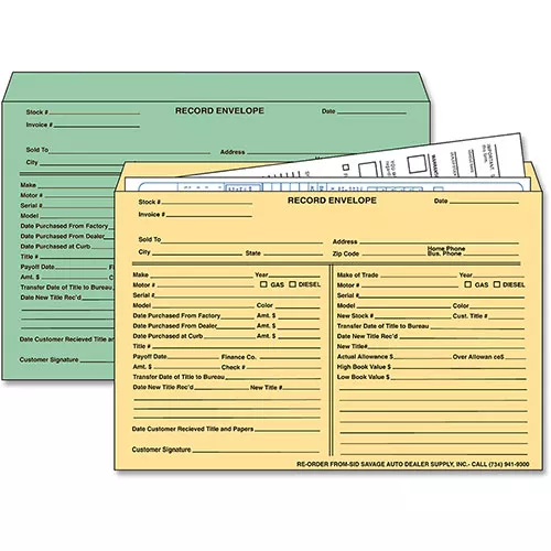 Dealer Record Envelopes