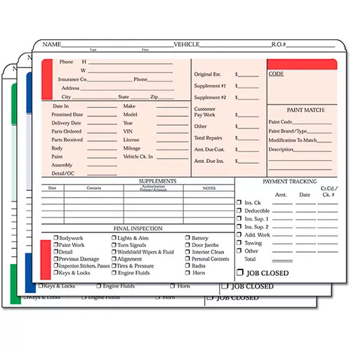 Heavy-Weight Color-Coded Repair Order Jackets - Version 2