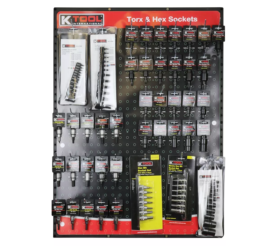 K Tool International 0811 - 43-PC USA Torx and Hex Bit Set on Display Board