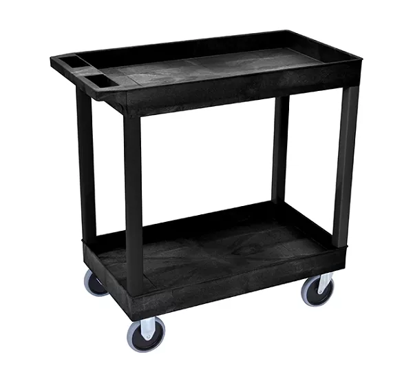 Luxor EC11HD-B - Black 2-Shelf Heavy-Duty Utility Cart
