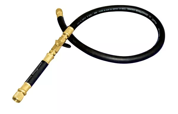 Mastercool 94236 - 3/8” SAE 36" Replacement Black Hose with Ball Valve (Nylon Barrier)