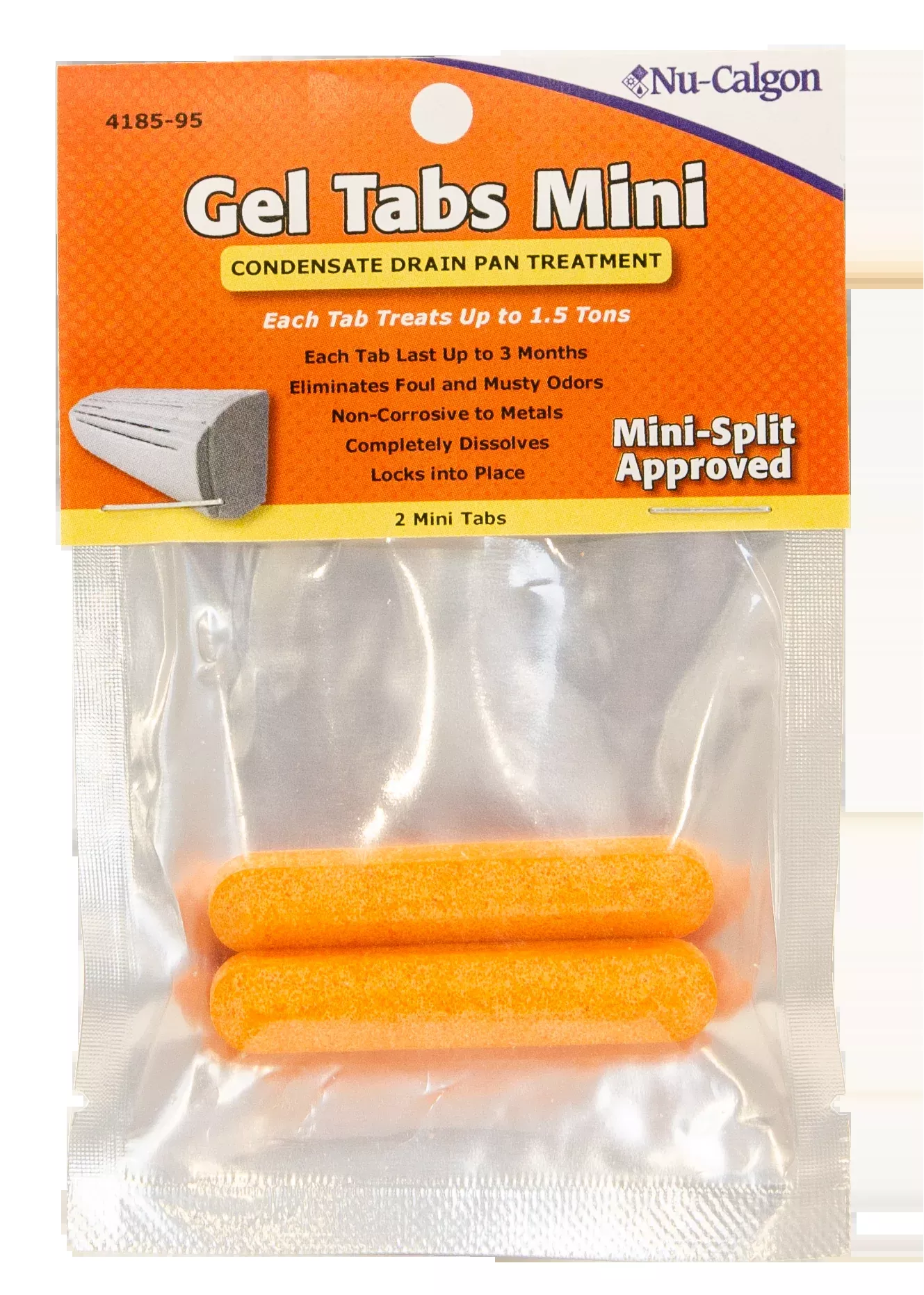 Nu-Calgon 4185-95 Condensate Pan Gel Tabs Mini, 1.5 ton, 2 tablets per pack