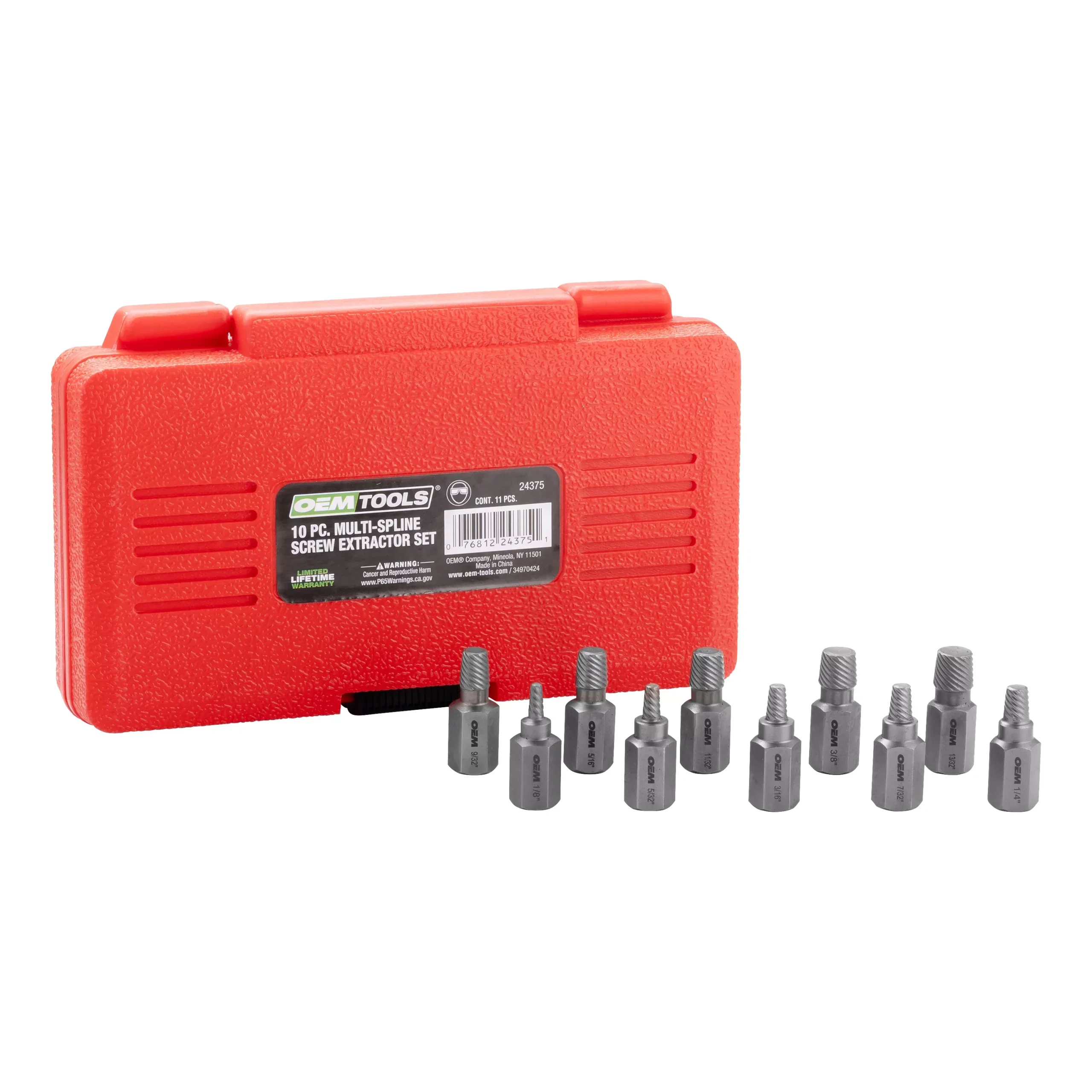 OEMTOOLS 24375 10 Piece Multi-Spline Screw Extractor Set