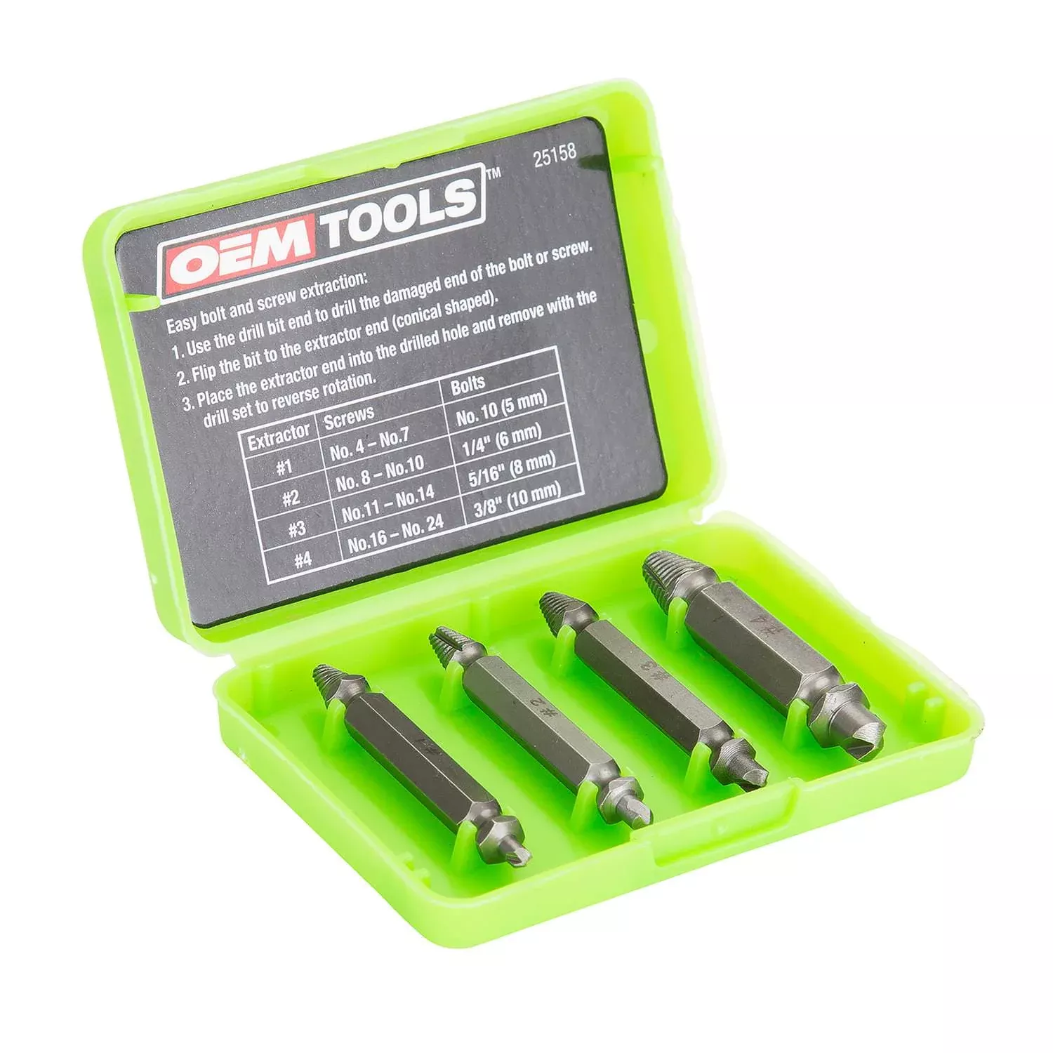 OEMTOOLS 25158 4 Piece Damaged Screw Extractor Set