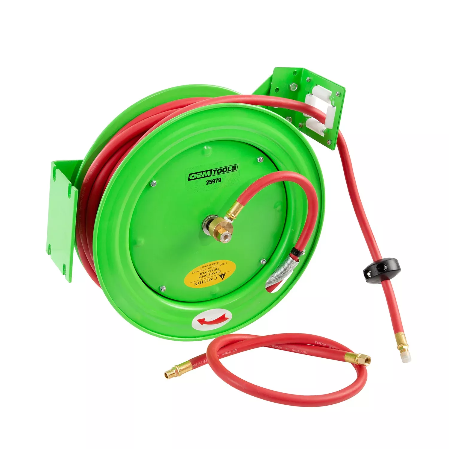 OEMTOOLS 25979 Spring Rewind Air Hose Reel with 3/8″ x 50 Ft. Hose