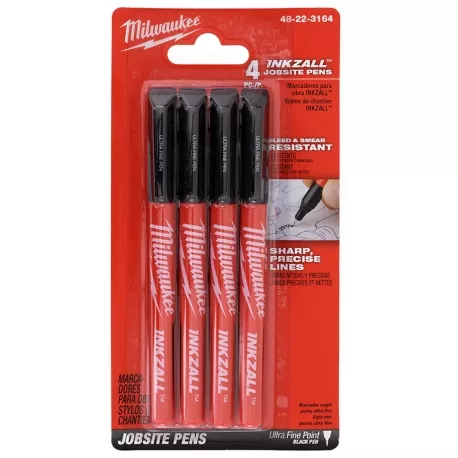 (Pack of 4) Ultra Fine Point Inkzall Jobsite Pens, Black