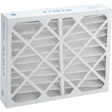 Pleated Air Filter: Wire-Backed Pleated, MERV 8, Synthetic, 35% Efficient, 16" High, 20" Wide, 4" Deep (Min. Order: 12 Filters)