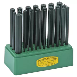 Precise Transfer Punch Set, 28 punches - 4-7/8" long, 3/32" to 1/2" by 1/64", plus 17/32" - STP-16