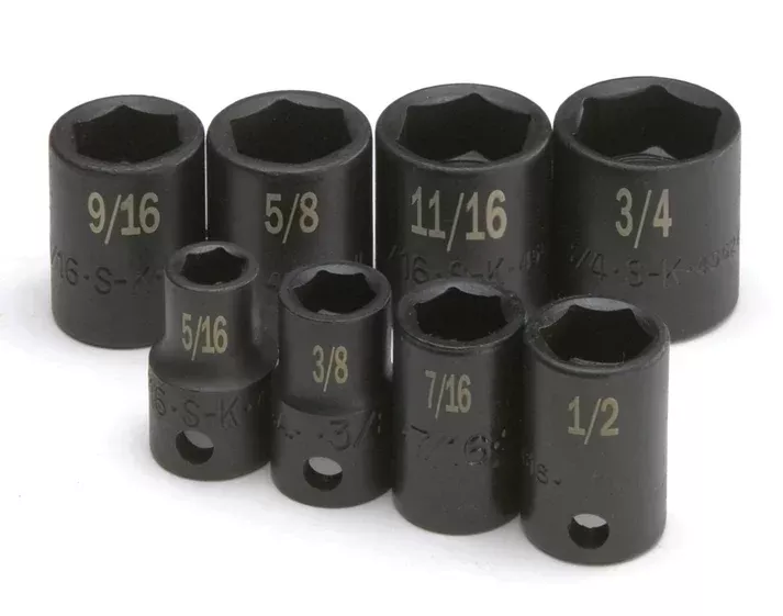 SK Tools 4058 8-Piece 3/8″ Drive Standard SAE Impact Socket Set