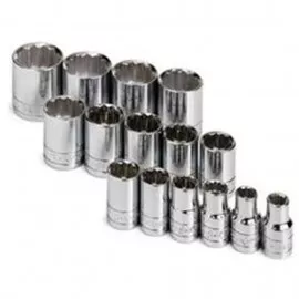 SK Tools 4122 Socket Set, 1/2" drive, 15-pack