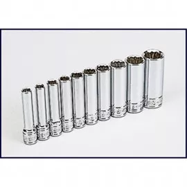 SK Tools 4950 Deep Socket Set, 1/4" drive, 12-point, 10-pack, SAE