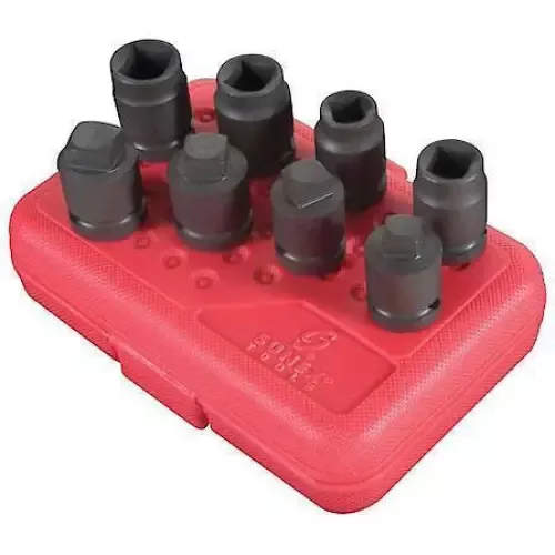 Sunex 1/2 in Dr. 8 Pc. Drain/Pipe Plug Impact Socket Set