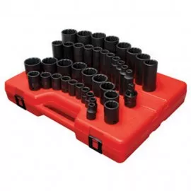 Sunex 2698 12-Point Standard/Deep Fractional Set, 1/2" drive, 39-pack