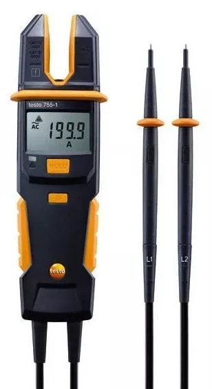 Testo 0590 7551 755-1 - Current / Voltage Meter with 200 A AC, 600 V AC/DC, and Continuity
