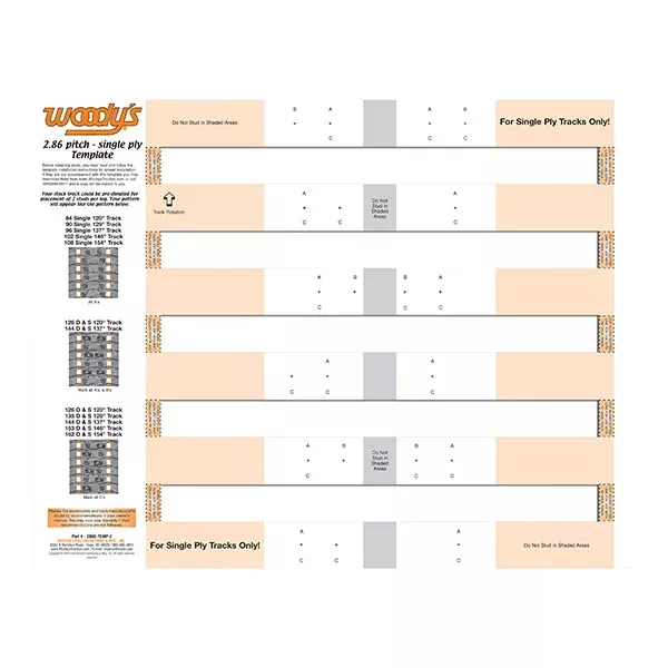 WOODY’S STUD 2.86 SINGLE-PLY TEMPLATE (286S-TEMP-2)